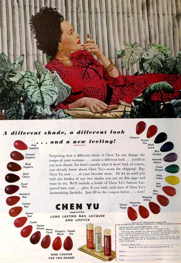 Chen Yu Nail Lacquer & Lipstick, June 1945, via The Bees Knees on Flickr