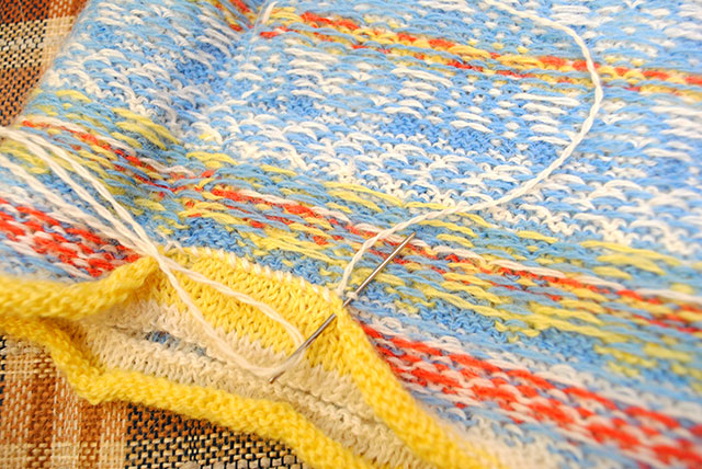 sewing down a knit facing
