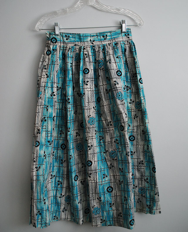 aqua and gray vintage skirt