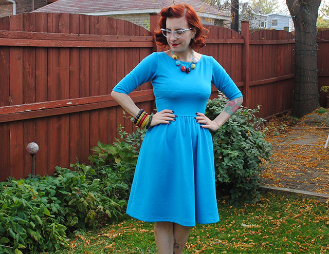 A turquoise Moneta dress