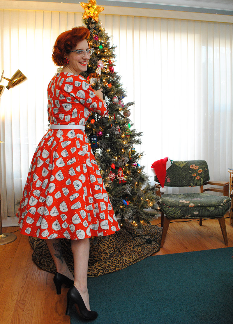 A very flannel snow globe dress for Christmas day