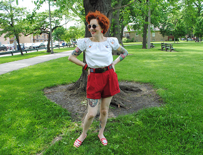 Being silly at the park in my Emmy Design shorts