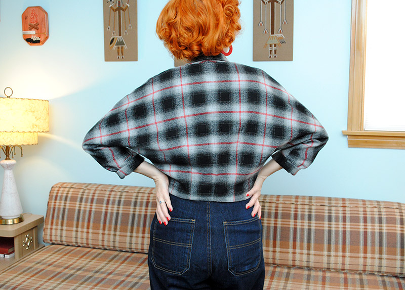 flannel tie-front topper back